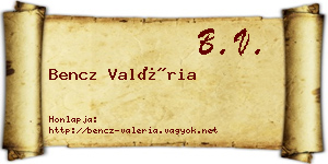 Bencz Valéria névjegykártya