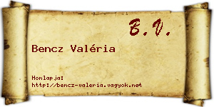 Bencz Valéria névjegykártya